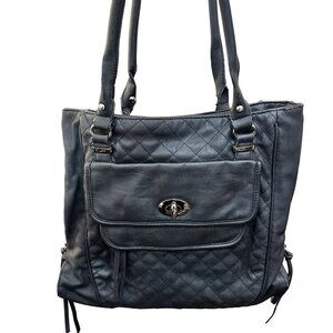 Womens Distressed Tote Shoulder‎ Hand Bag Black